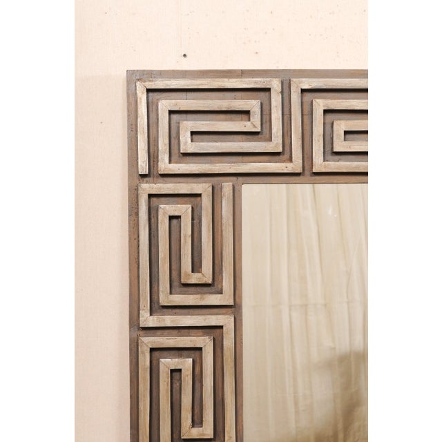Mediterranean Greek Key Artisan-Made Mirror, 5+ Ft Tall For Sale - Image 3 of 9