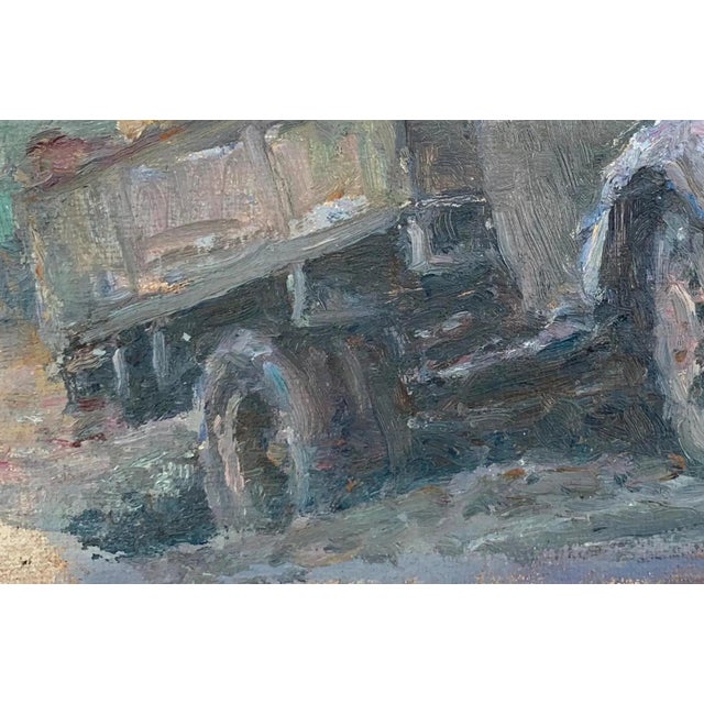 1970s 1970s Combine Truck Oil Painting, Socialist Realism Art For Sale - Image 5 of 6