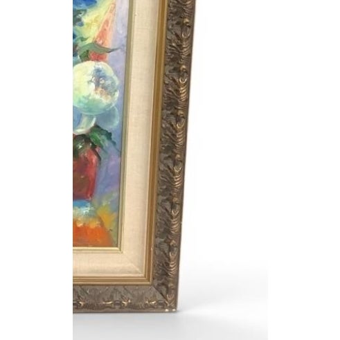 Mid 20th Century Impressionist Style Floral Still Life Oil Painting in Ornate Frame For Sale - Image 4 of 4