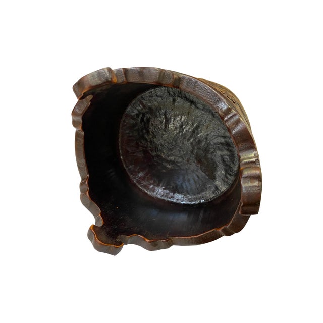 Chinese Chinese Bamboo Lotus Flower Leaves Carving Brush Pen Holder / Pot For Sale - Image 3 of 7