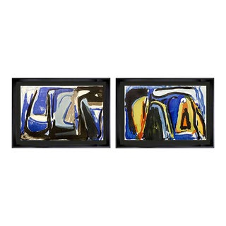 2 Bram Van Velde Original Lithograph, 1975 Ltd Ed. (2pc. Set) With Archival Frame For Sale