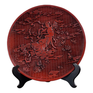 Large Chinese He Xiangu Cinnabar Plate