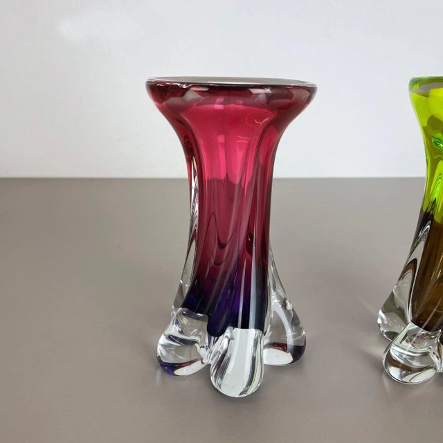 1970s Vintage German Vase in Hand Blown Crystal Glass from Joska, 1970s, Set of 2 For Sale - Image 5 of 18