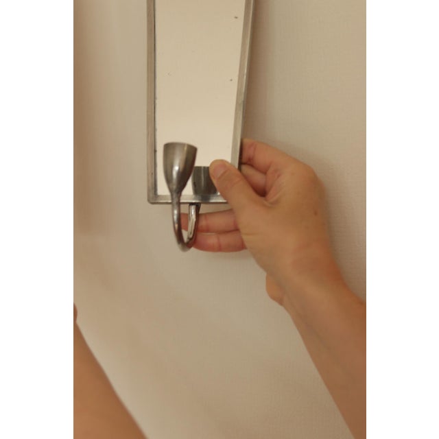 Mid-Century Modern Swedish Pewter Sconces with Mirror, Set of 2 For Sale - Image 5 of 18