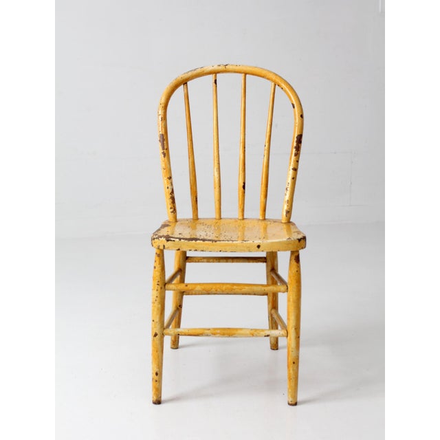 Farmhouse Antique Yellow Painted Windsor Style Chair For Sale - Image 3 of 14