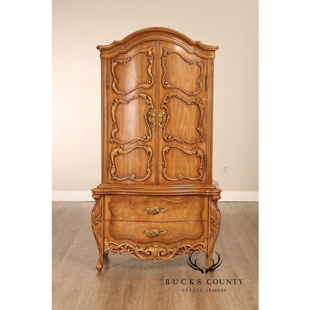 French Rococo Style Bombe Armoire Chest For Sale - Image 9 of 18