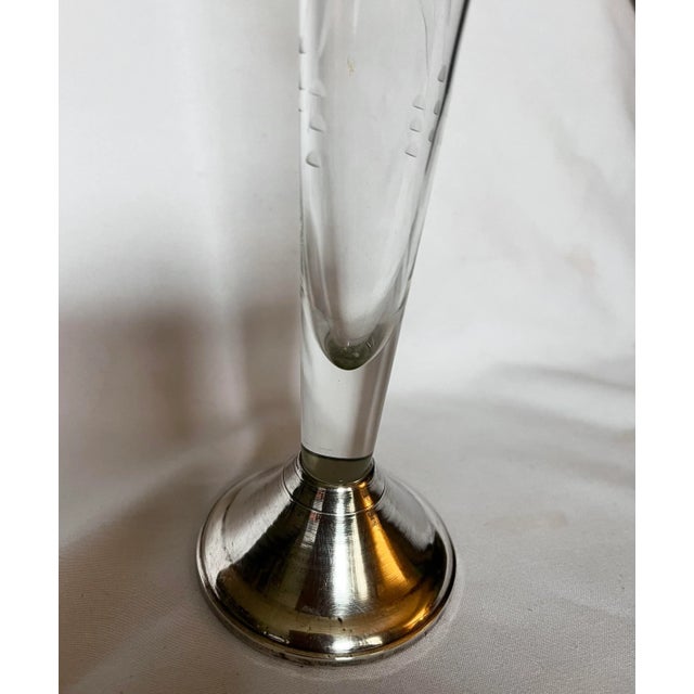 Mid 20th Century Etched Glass & Weighted Sterling Silver Bud Vase For Sale In Cincinnati - Image 6 of 8