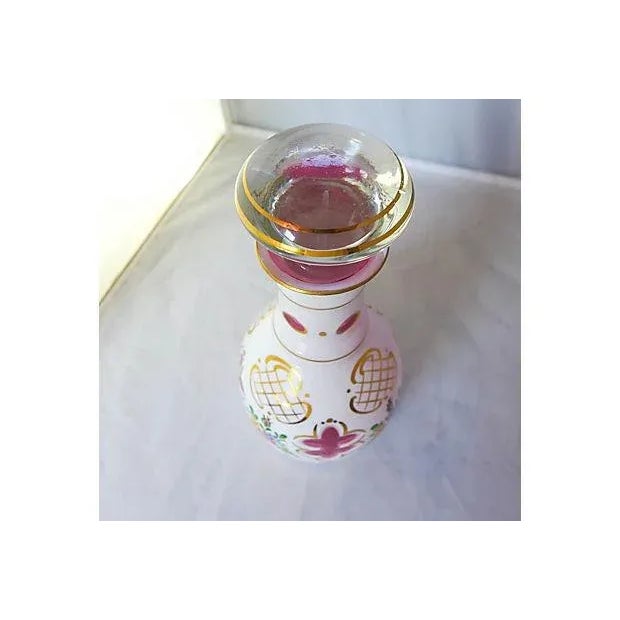Vintage Hand Painted Floral Pink Decanter For Sale - Image 4 of 6