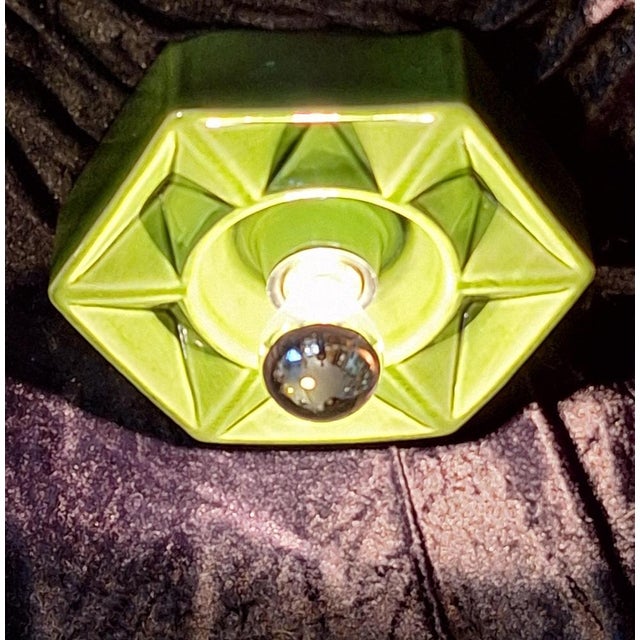 Green Vintage Wall Lamp in Green Ceramic by Honsel, 1970s For Sale - Image 8 of 8