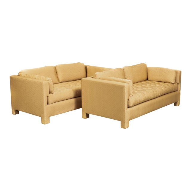 Mid Century Probber Or Wormley Style Tan Upholstered Sofa Couches