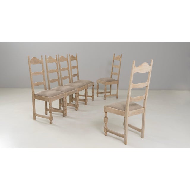 French Provincial 1970s Belgian Oak Dining Chairs With Upholstered Seats - Set of 6 For Sale - Image 3 of 18
