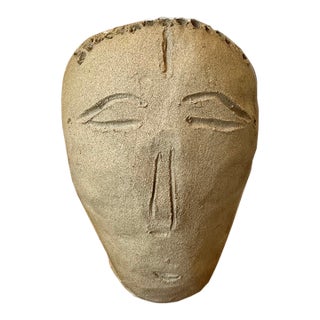 Vintage Handmade Folk Art Face Vase Sculpture For Sale