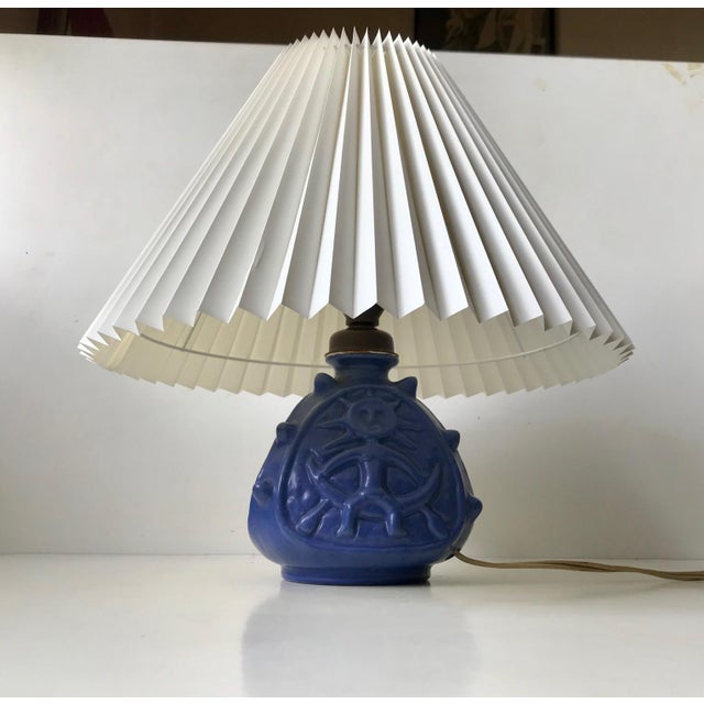 Spiky Blue Ceramic Table Lamp with Troll by Lauritz Hjorth, 1940s For Sale - Image 12 of 13