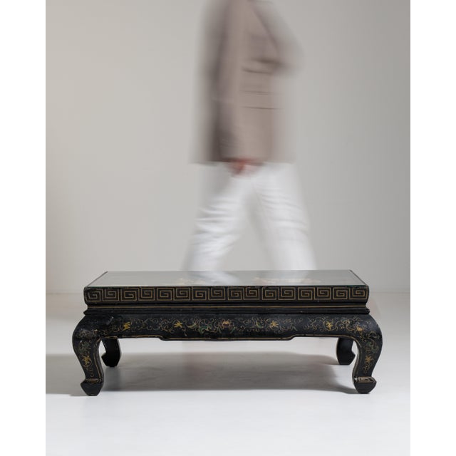 Chinoiserie Coffee Table with Glass Top, Antique, China, 20th Century For Sale - Image 10 of 13