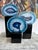 Modern Brazilian Blue Agate Slices on High-Gloss Stand Pedestals - Set of 3 For Sale In New York - Image 6 of 7