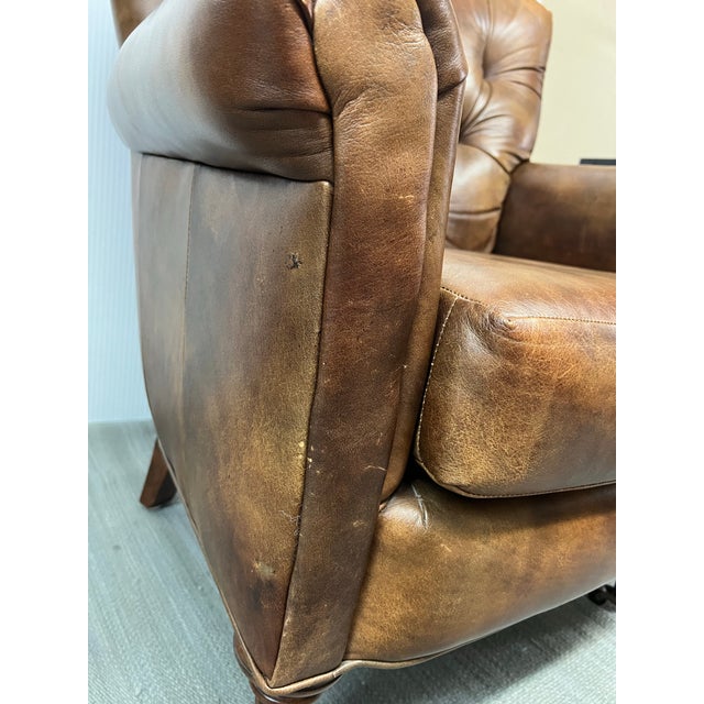 Flexsteel Tufted Leather Arm Chair For Sale - Image 9 of 11