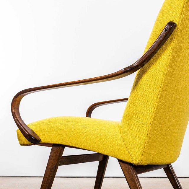 Mustard Upholstered Marl Armchair by Jaroslav Šmídek, 1950s For Sale - Image 6 of 9
