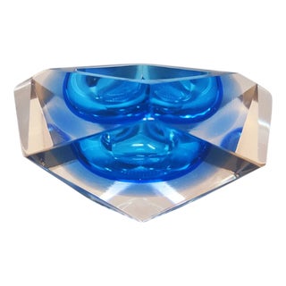 Blue Ashtray or Catchall by Flavio Poli for Seguso, Italy, 1960s For Sale