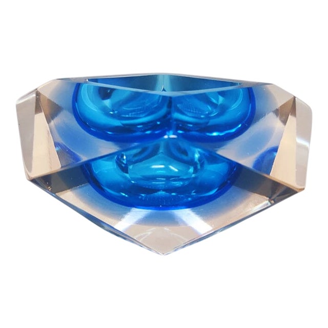 Blue Ashtray or Catchall by Flavio Poli for Seguso, Italy, 1960s For Sale