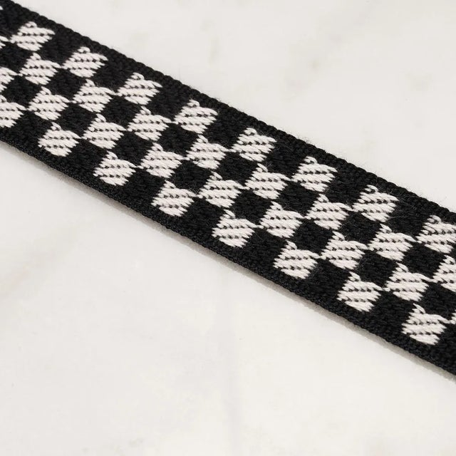 Traditional Sample - Schumacher Zee Tape Narrow, Black & Ivory For Sale - Image 3 of 4