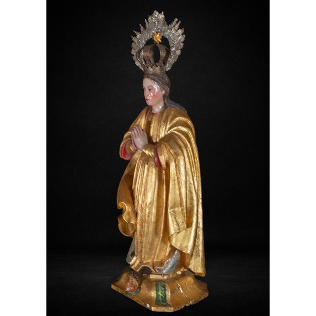 17th Century Spanish American Immaculate Conception Sculpture For Sale - Image 5 of 11