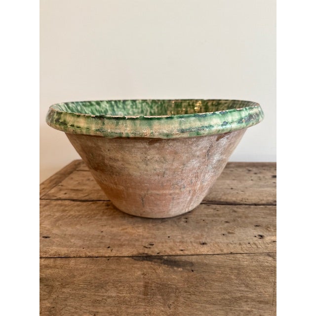 Colorful glazed terracotta passata bowl from Southern Italy (Puglia). This rustic 19th century terracotta bowl was used in...