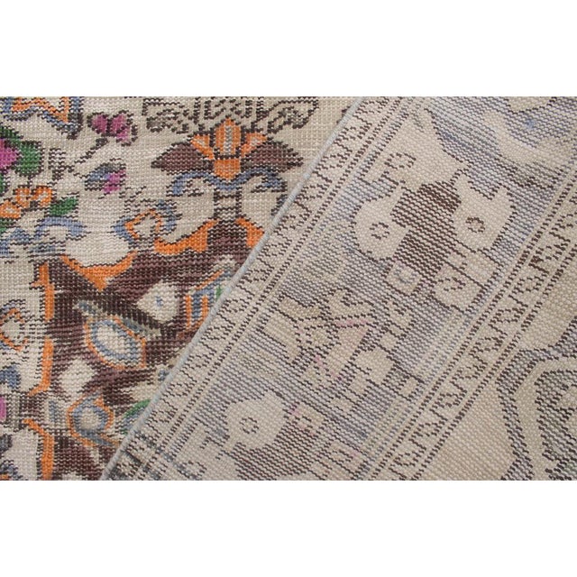 Orange Shabby Chic 1990's Vintage Orange/Blue Wool Rug - 4'9'' X 9'11'' For Sale - Image 8 of 10