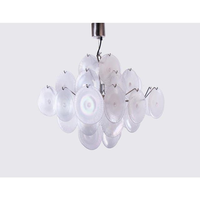 Chandelier with Iridescent Murano Glass Discs from Vistosi, Italy, 1960s For Sale - Image 3 of 13