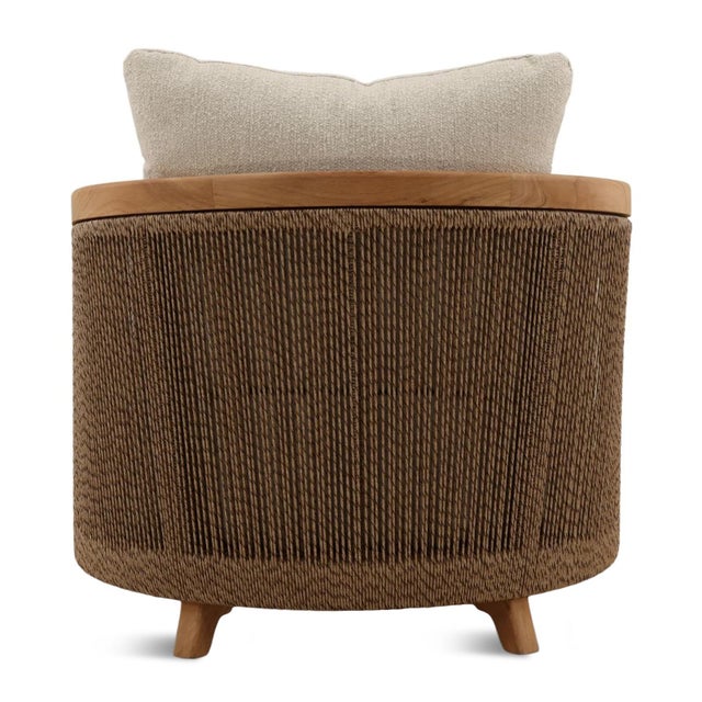 Contemporary Rope Wrapped Teak Outdoor Chaise For Sale - Image 3 of 6