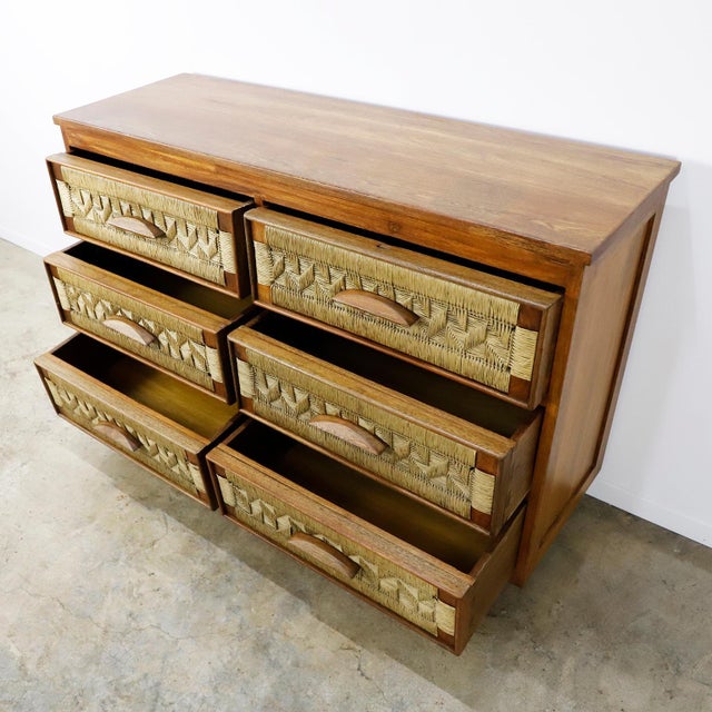 We offer this midcentury Drawer in the style of Clara Porset made in premium solid mahogany wood and palm cords, circa...