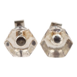 Pair of Vintage 1 In. Hexagon Glass Cabinet Knobs For Sale