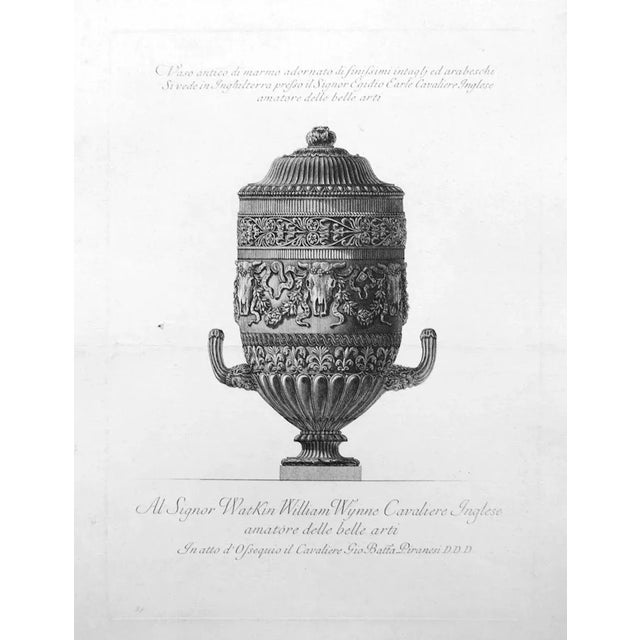 Marble vase with frieze of arabesques. Artist proof, printed on contemporary laid paper, wide margins, representing “an...