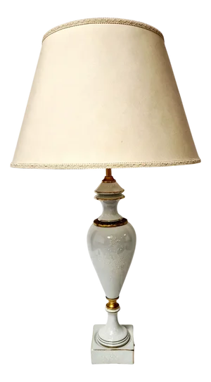 French Porcelain and Bronze Table Lamp with Floral Motif, 1920s