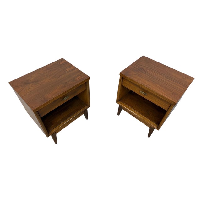 1960s Mid-Century Modern Walnut Nightstands - Set of 2 For Sale - Image 5 of 9