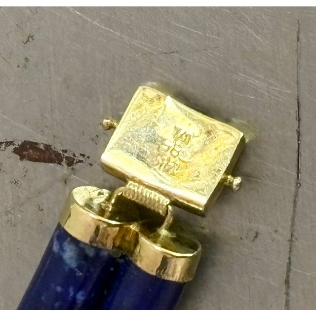 Asian Lapis & 14k Gold Bracelet For Sale - Image 3 of 7