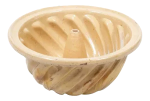 19th Century French Alsatian Terracotta Yellow Ware Kouglof Bundt Cake Mold