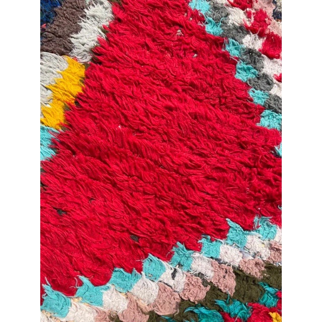 1980s Red Traditional Moroccan Berber Boucherouite Rug For Sale - Image 6 of 10