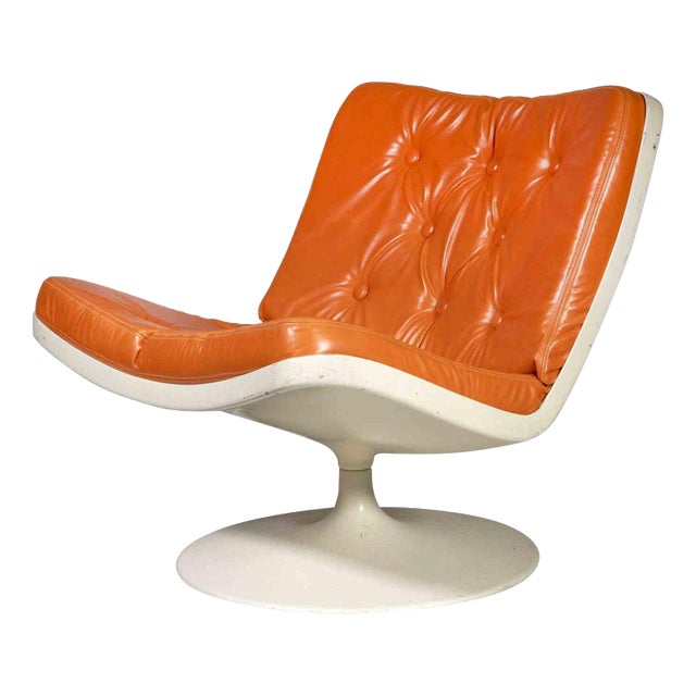 Artifort F976 Chair in Orange Leather by Geoffrey Harcourt, Italy, 1970s For Sale