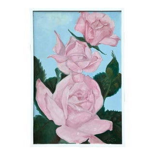 Vintage Boho Floral Original Oil Painting on Canvas For Sale