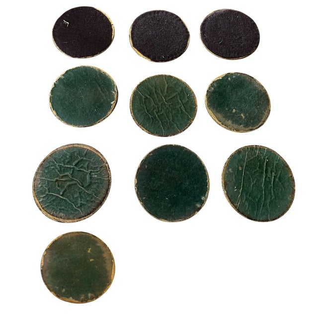 Mid 20th Century Vintage Sun of May Brass Coin Style Coasters Sol De Mayo Celestial Bohemian Eclectic Old World - Set of 10 For Sale - Image 5 of 7
