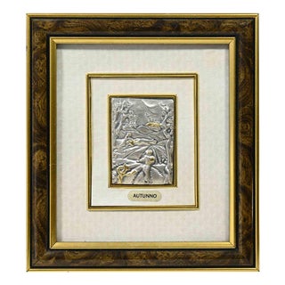 Autumn Figurative Sculpture in Sterling Silver and Gold Leaf by Euroesse, 1970s For Sale