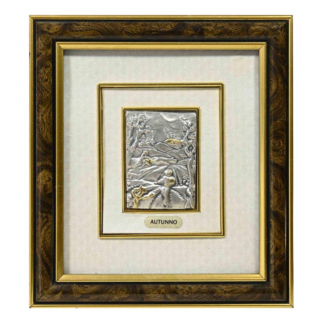 Autumn Figurative Sculpture in Sterling Silver and Gold Leaf by Euroesse, 1970s For Sale