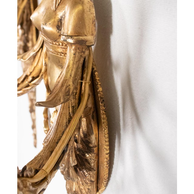 Bronze Large Pair of 19th Century French Empire Style Gilt Bronze Sconces Featuring Caryatids of Acantha For Sale - Image 8 of 12