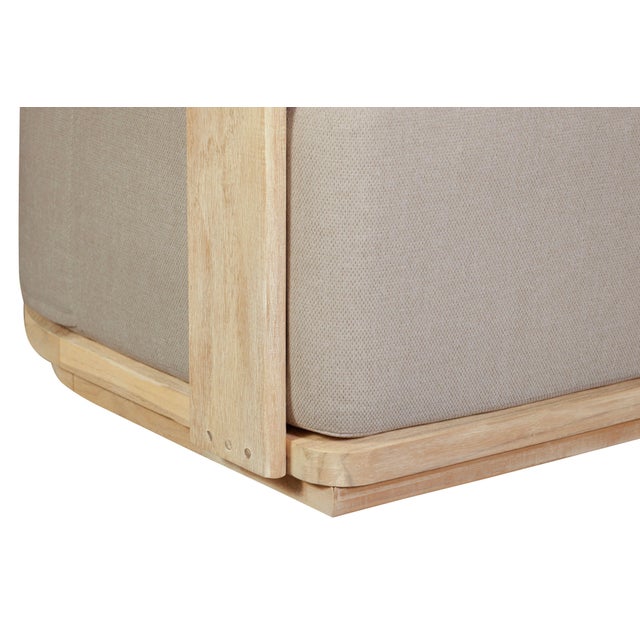 Wood Eclipse Outdoor Solid Teak Wood Love Seat Natural - Gray Fabric For Sale - Image 7 of 11