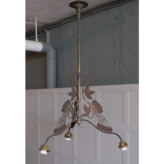 Antique French Art Nouveau Hanging Lamp, 1900s For Sale - Image 11 of 12