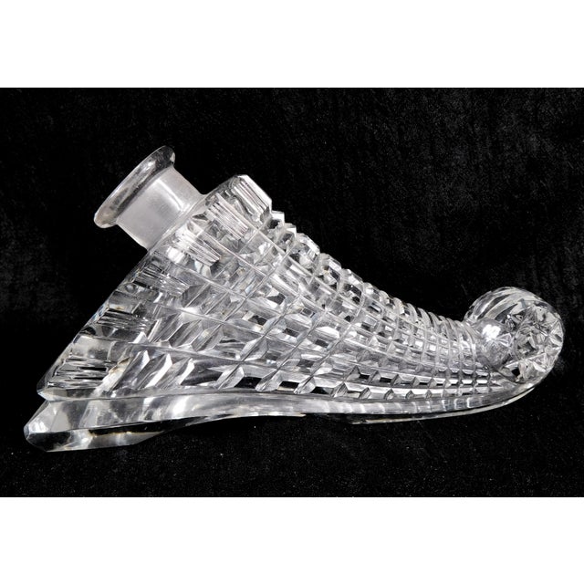 Clear Cut Glass Lay Down Perfume Bottle With Large Stopper For Sale - Image 4 of 4