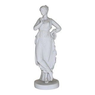 Late 19th Century Antique Parian Ware Porcelain Classical Woman Bisque Figure C1880 For Sale
