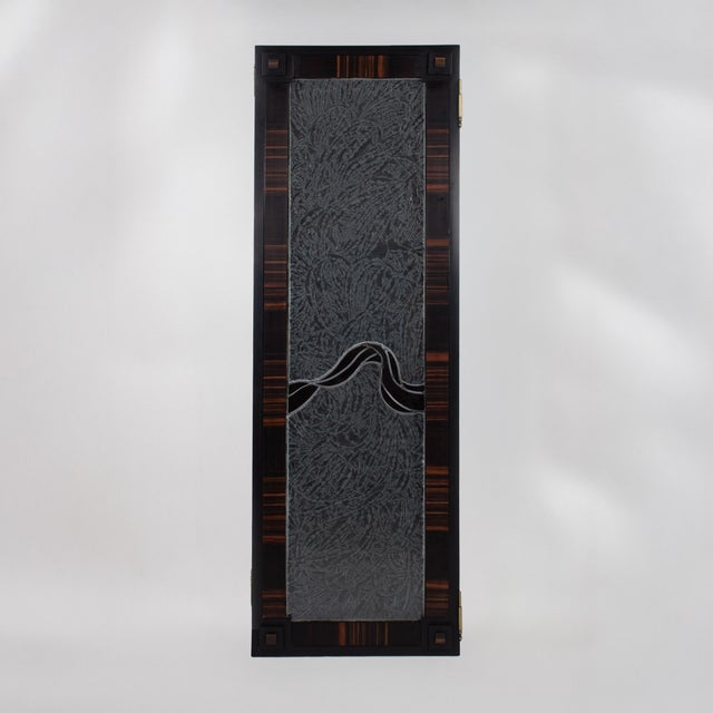 Early 20th-Century American Art Deco Stained Glass Panels in Custom Macassar Screen For Sale - Image 18 of 18