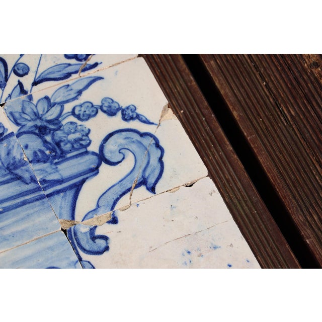 Tile Mural Panel Depicting a Baroque Jardinière With Flowers, Portuguese, 18th Century For Sale - Image 9 of 12