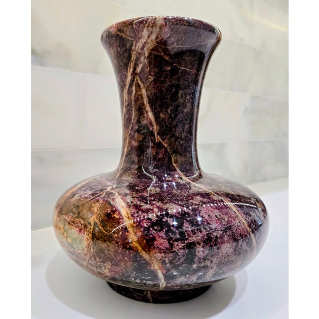 Vintage Polished Bidasar Red Stone Vase For Sale - Image 4 of 10